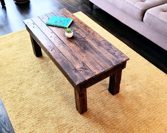 Free Delivery USA & CAN! | Handmade Rustic Modern Solid Wood Coffee Table | Living Room Plank Style Table | Custom Handmade Furniture |