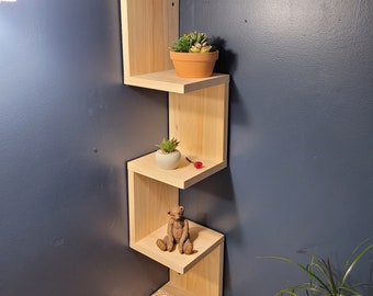 Free Delivery! | Large Handcrafted Corner Floating Shelf | Unique Corner Display | Stand | Corner Book Case | Solid Wood Plant Décor Shelf |