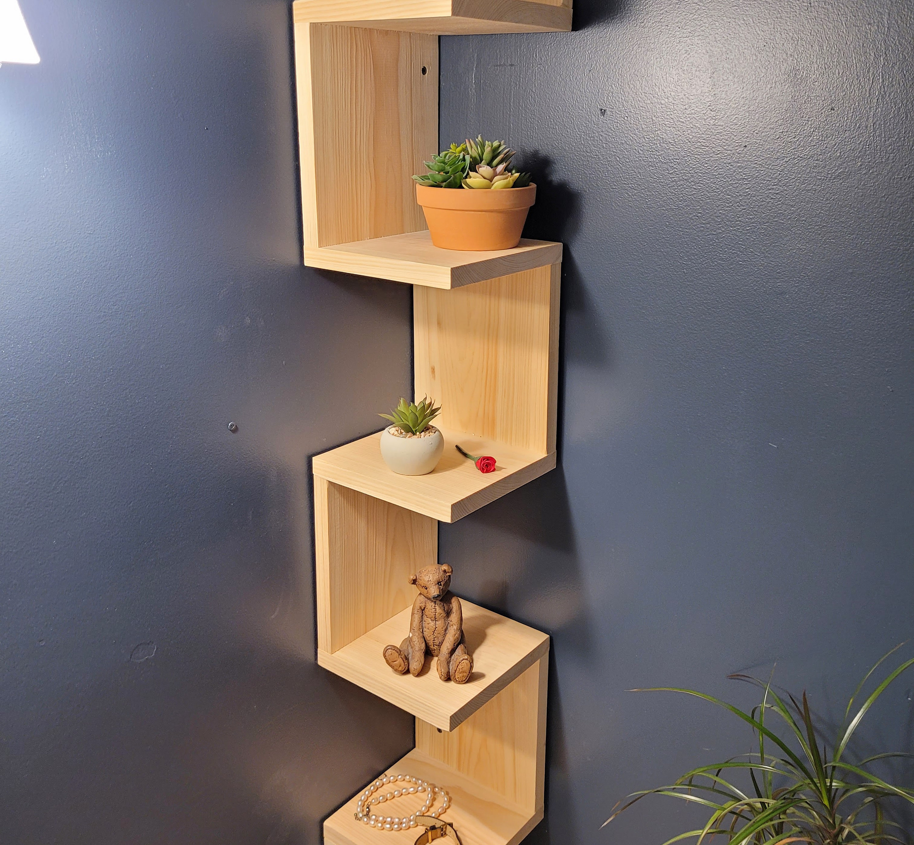Free Delivery Large Handcrafted Corner Floating Shelf Unique Corner Display Stand Corner Book Case Solid Wood Plant Decor Shelf Etsy