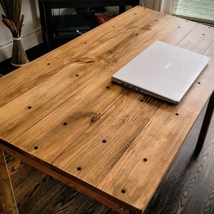 Free Delivery! | Rustic Plank Style Solid Wood Desk | Handmade Custom Wood Pallet Style Writing Table | Unique Office Laptop Drafting Table
