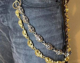 Chunky Skull Waist Jeans Chain | Gothic Y2K Punk Accessory (55cm)