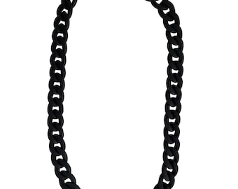 Black Matte Acrylic Miami Cuban Link Chain 60cm Adjustable