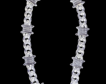 Clear Transparent Resin Barbed Wire & Cuban Link Chain 60cm Adjustable