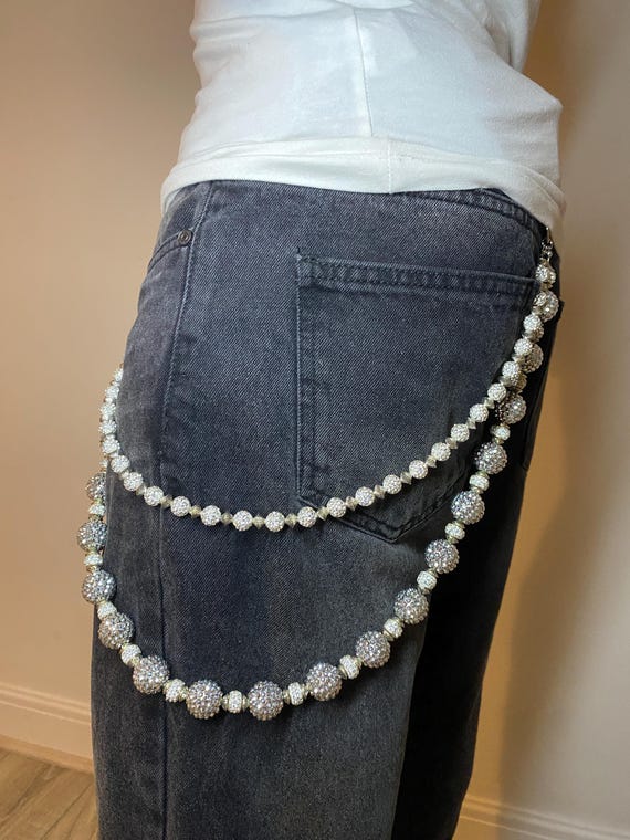 アクセサリー AVAVAVA Y2K jeans waist chain Iced Out Galaxy Rhinestone Jeans Chain | Y2K Silver Gold Wallet