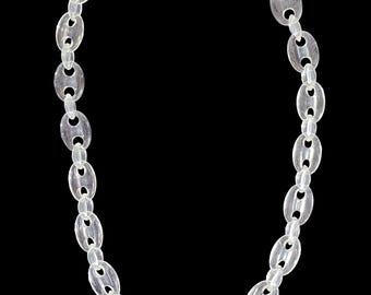Clear Transparent Resin Disc Opal Link Chain 60cm Adjustable