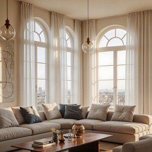 Sheer curtain,Extra Long Linen Sheer Curtain, Panel, White linen panels, Linen Sheer Curtains for living room, Beige linen curtains