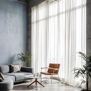 Long Sheer Curtain, Sheers Curtain,Extra Wide Linen Sheer Curtains for living room,Light Filtering Drapes for Room,Custom Size Drapery