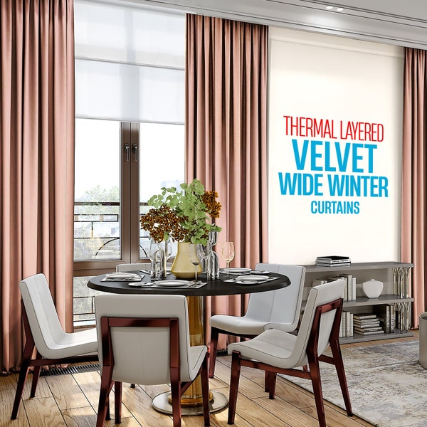 Thermal Lined Velvet Winter Curtain, 100 % Blackout Thermal Lined Velvet Curtain, Curtain for Living Room and Bedroom, Drapes living room