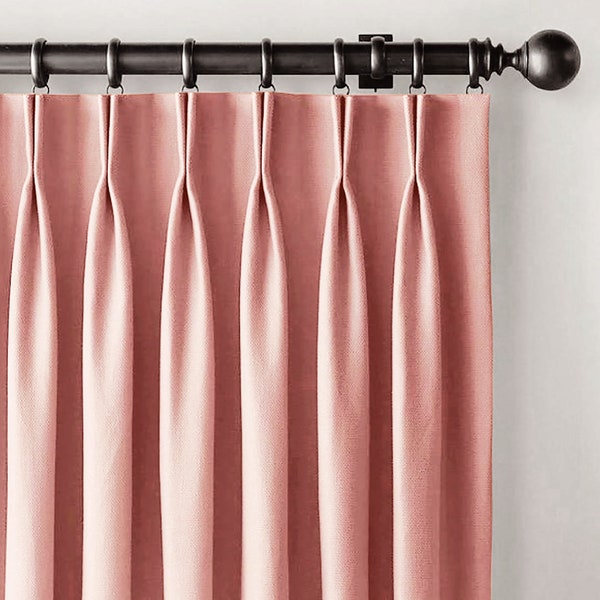 Double French Pleated Curtains, Drapes panels for living room, Bedroom Curtains, Custom Curtains, Window curtain panels