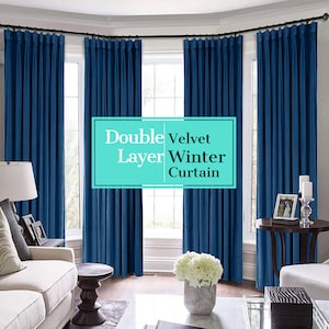 Double Sided Winter Velvet Curtains, Velvet Drapes, Extra Long Curtain, Sound Reducing Curtains, Insulated Curtains, Drapes for Cold Homes