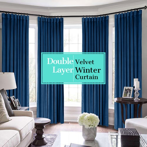 Double Sided Winter Velvet Curtains Velvet Drapes Extra Long - Etsy