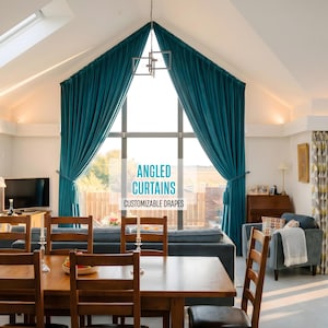 Angled curtains, Apex window curtains, Angled window curtains, Triangle curtains,Curtains for gable windows, Curtains for triangular windows
