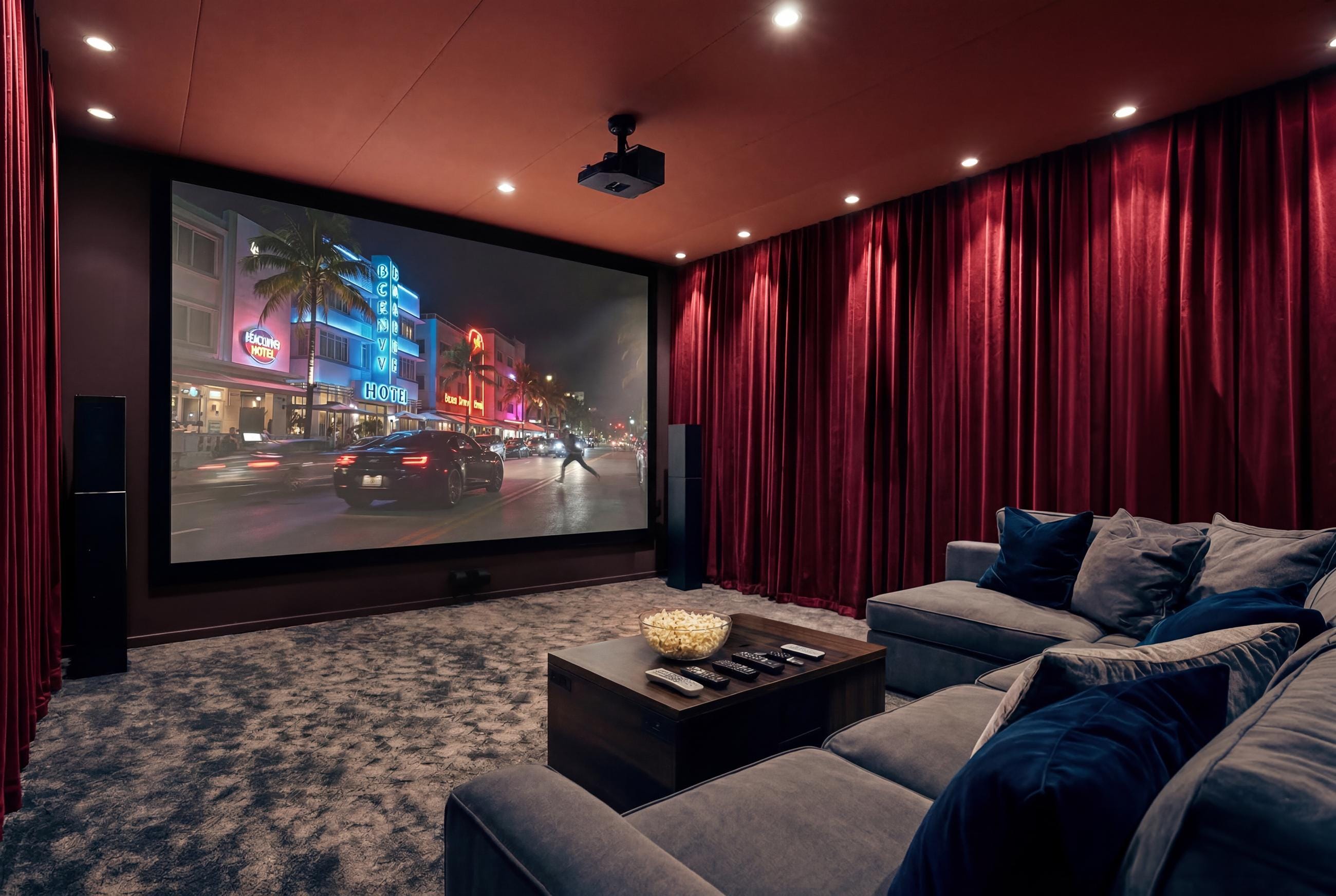 Home Theater Velvet Curtains, Movie Theater Velvet Drapes, Cinema Room