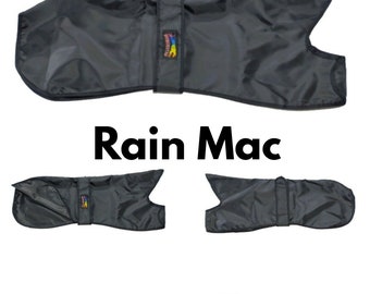 Pet Dog Greyhound Waterproof Rain Mac Lightweight Black 26"28"30"32" Coat/Jacket
