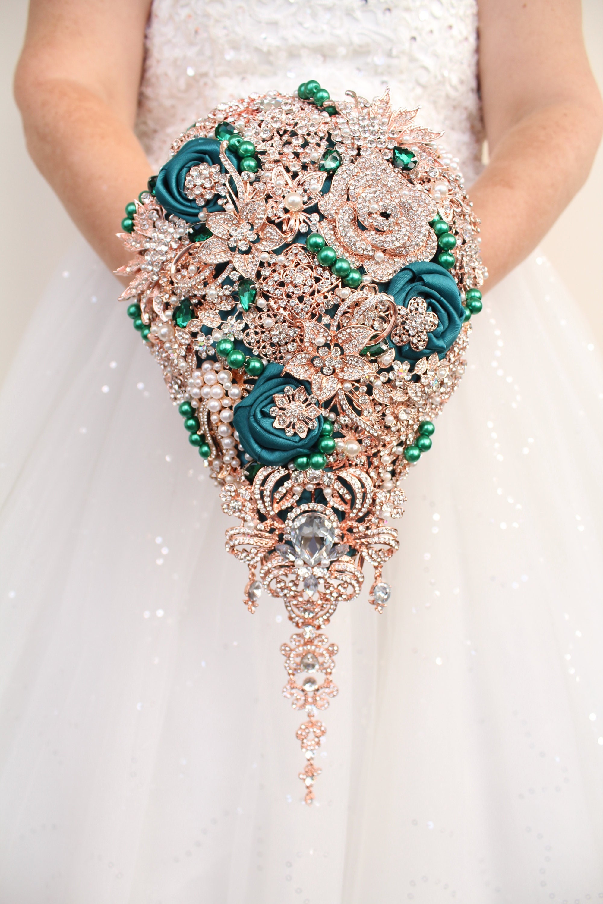 green emerald velvet dress Long Quinceanera Dress Glitter Mesh Ball Gown