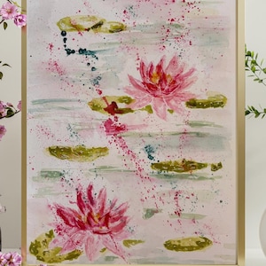 Sogni di giardino acquatico - dipinto originale ad acquerello