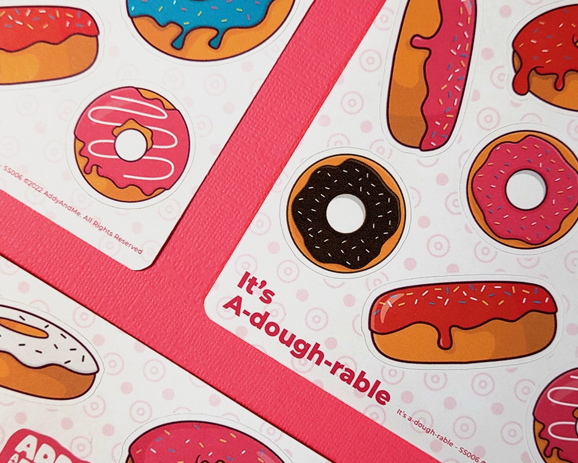 Simple Donut Basic Sticker Donuts Sticker Sheet SS006 It's A-dough-rable, Donuts Stickers, Planner ...