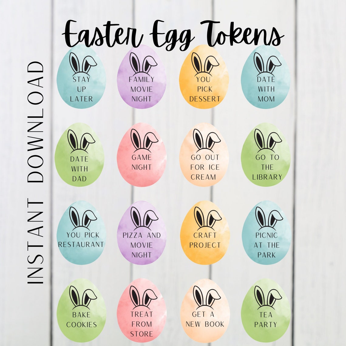 Printable Easter Egg Tokens-easter Egg Cards for Eggs Easter Egg Hunt ...