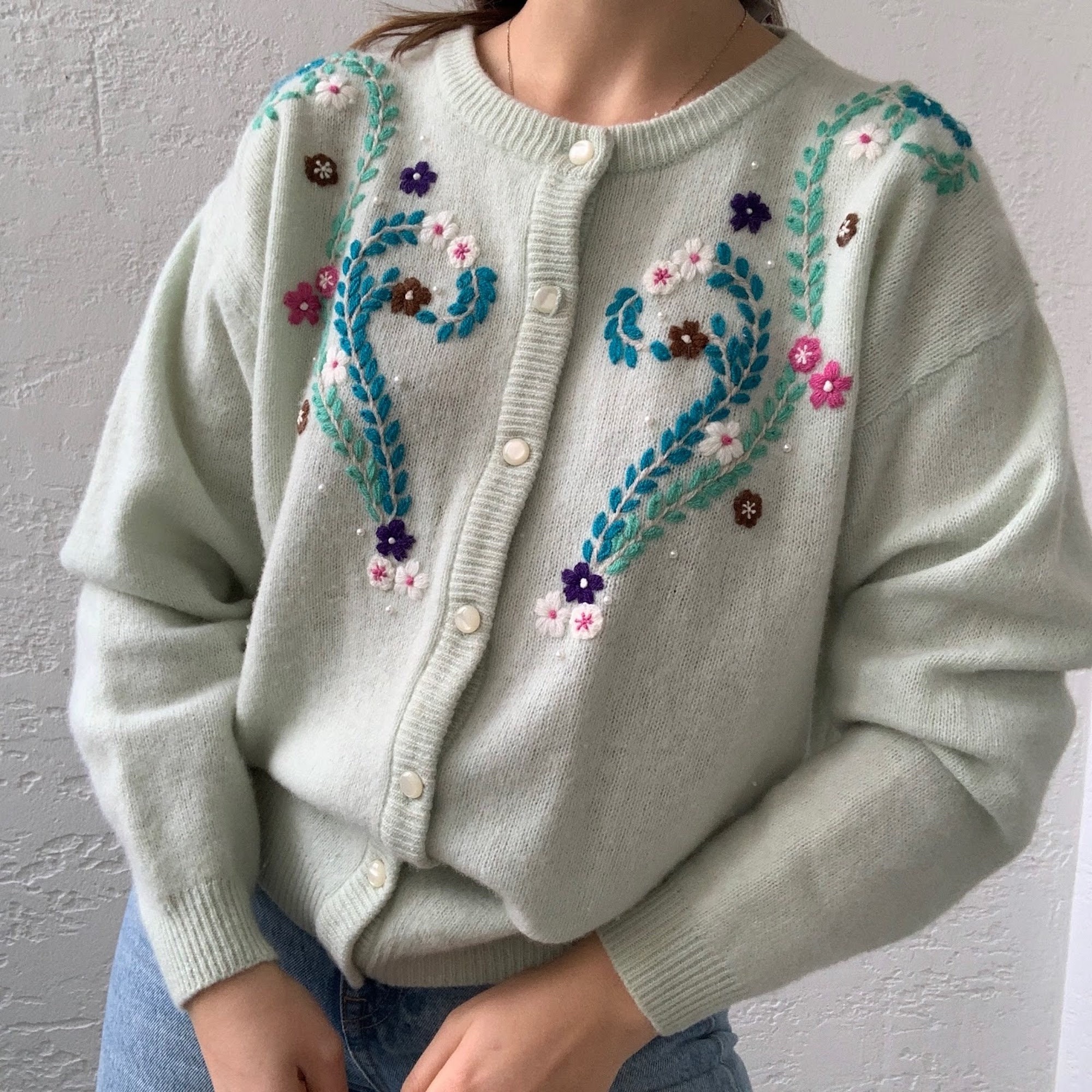 Embroidered Cardigan - Etsy