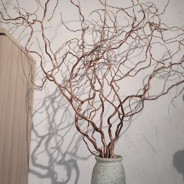 Bouquet de Branches de Saule Tortueux Cuivre - Décoration Naturelle Élégante