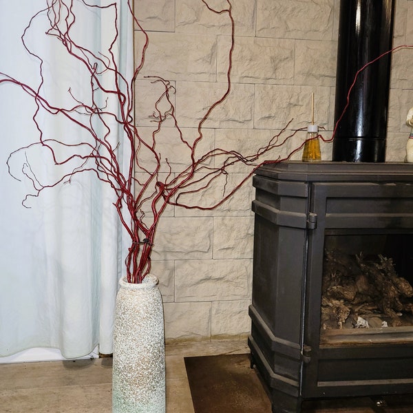 Saule bouclé, saule tortueux rouge, salix tortuosa, décoration rouge 100 cm, curly willow