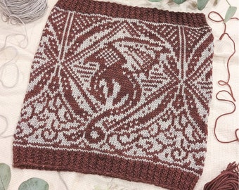 Padrão de tricô Dragon Tale Cowl, padrão PDF digital