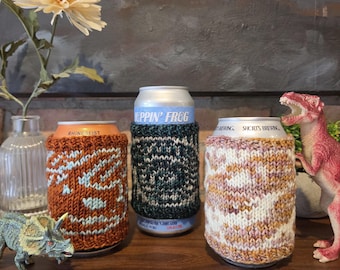 Fossilized Cozy Pattern, Beer Cozy Knitting Pattern, Digital PDF Pattern