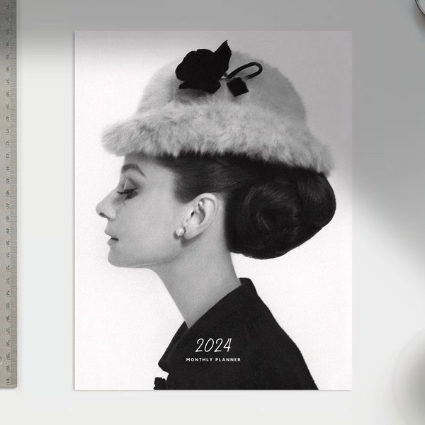 Vintage Audrey Hepburn Planner: Classic Movie Shots & Portraits - Stay Organized in Style! Instant Download