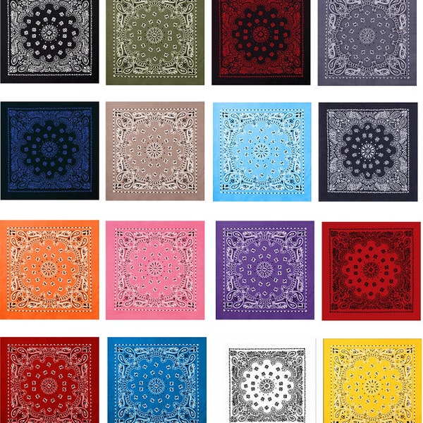 Très grand bandana cachemire - 100 % coton pour hommes et femmes BIG 27" trainmen bandanas motard, écharpe pour chien Style hippie NEUF pour homme et femme