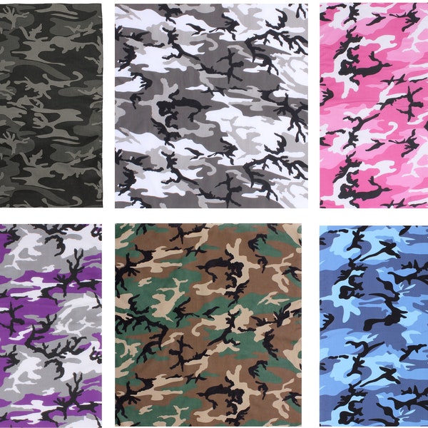 Extra Large Camouflage Bandana Men's & Women's Big 27" Camo Bandanas Head Wrap - Blue, Purple, Pink, Black, White City Camo