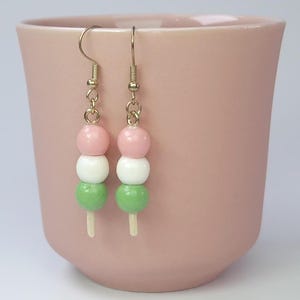 Japanese Hanami Dango Earring – Miniature Food – Handmade Japanese Kawaii Charms – Jewelry Dangle, Unique Gift