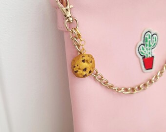 Chocolate Chip Cookie Bag Charm, Miniature Food Keychain, Kawaii cookie accessories