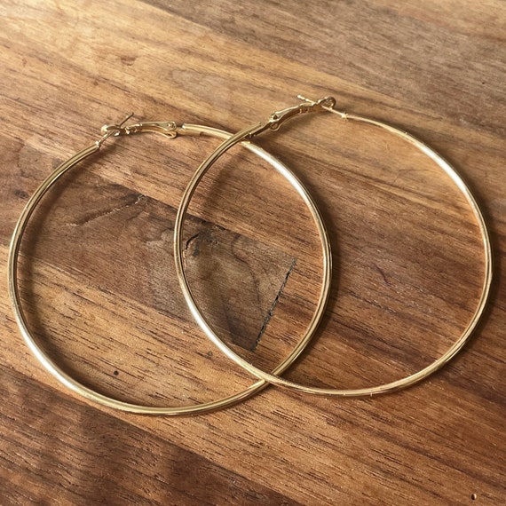 Gold Tone Classic Hoops 2 3/4" Diameter, Classic - image 2