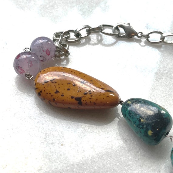 Chunky Artistic Multi-Color Statement Lariat Y Ne… - image 8