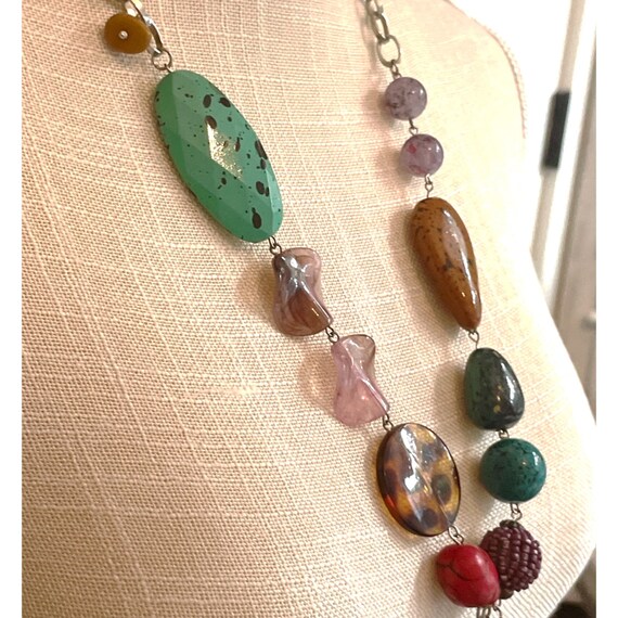 Chunky Artistic Multi-Color Statement Lariat Y Ne… - image 2