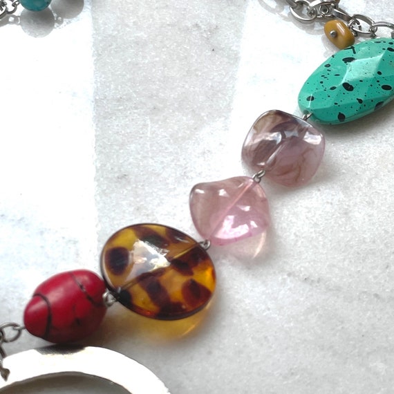 Chunky Artistic Multi-Color Statement Lariat Y Ne… - image 3