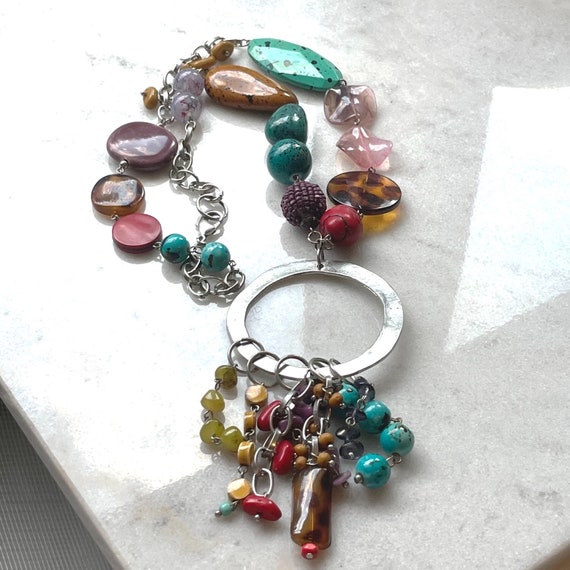 Chunky Artistic Multi-Color Statement Lariat Y Ne… - image 9