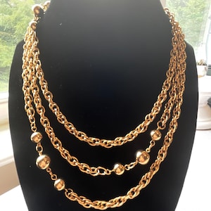 Extra Long 54&quot; Layering Station Gold Ball Rope Chain Necklace
