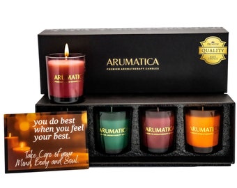 Set regalo di candele per aromaterapia: cera di soia biologica, profumi rilassanti (4 pezzi)