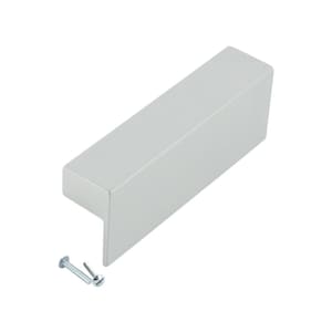 May include: A silver rectangular cabinet pull with rounded edges. The pull comes with two screws.