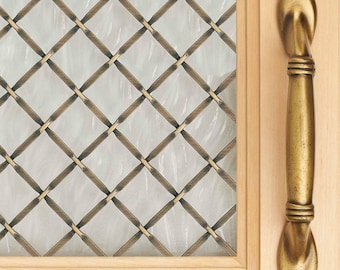 42 in. x 16 in. Round Wire, Press Crimp Antique Brass Woven Wire Grille Screening Panel Insert
