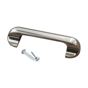 May include: A chrome-plated cabinet handle with rounded edges and two screws.
