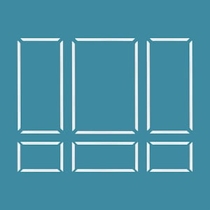 May include: A digital clock face with six white segments on a teal blue background. The segments are arranged in a 3x2 grid.