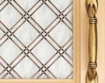 16 in. x 42in. Round Wire, Press Crimp Antique Brass Woven Wire Grille Screening Panel Insert