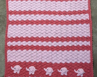 Pink Elephant Baby Blanket