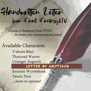 Custom Handwritten Letter from your Favorite FFXIV Character | G'raha Tia, Y'shtola Rhul, Urianger Augurelt, more in the options!