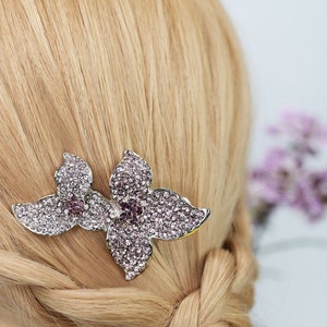 Pinza para el pelo con cristales y diseño de orquídeas