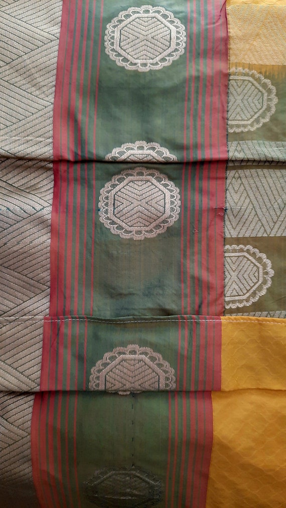 Vintage 100% silk saree in Mustard Yellow, Green … - image 4