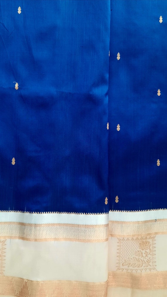 Vintage 100% Pure  Silk Saree in Deep Rich Blue & 