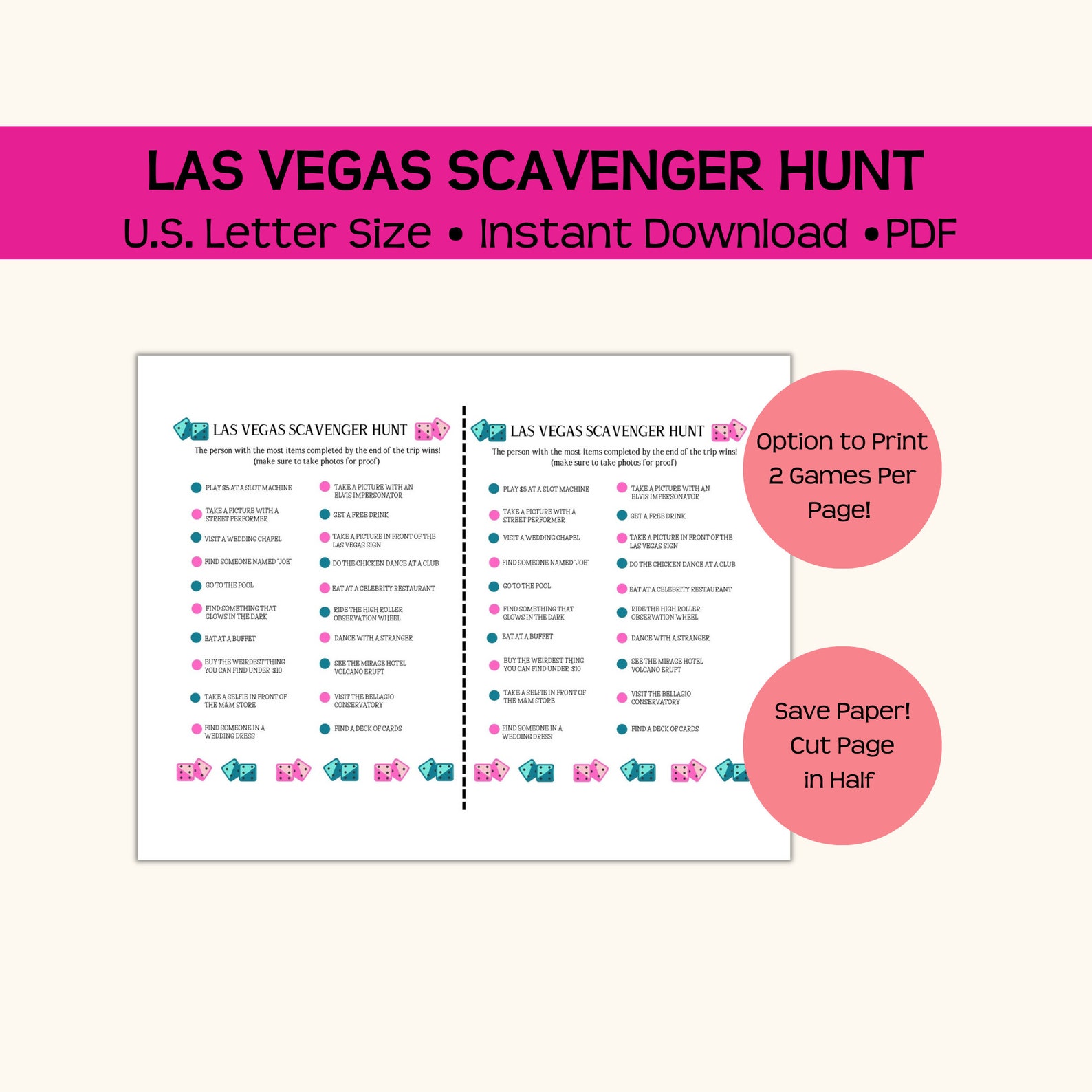 Las Vegas Scavenger Hunt Fun and Affordable Instant Pdf Etsy